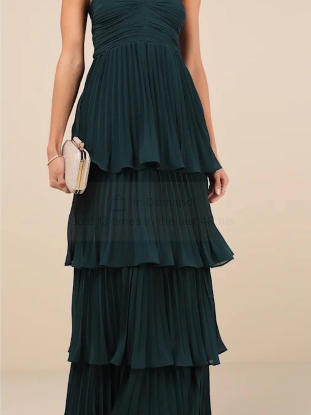 Lulus Seriously Sensational Emerald Strapless Tiered Maxi Dress Green - Size L